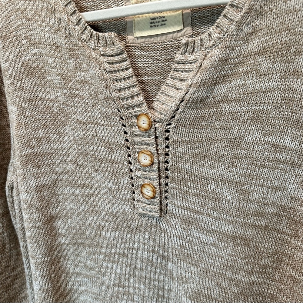 Natural Reflections Two Tone Pullover 3 Button Sweater Women’s size XL - Picture 4 of 10